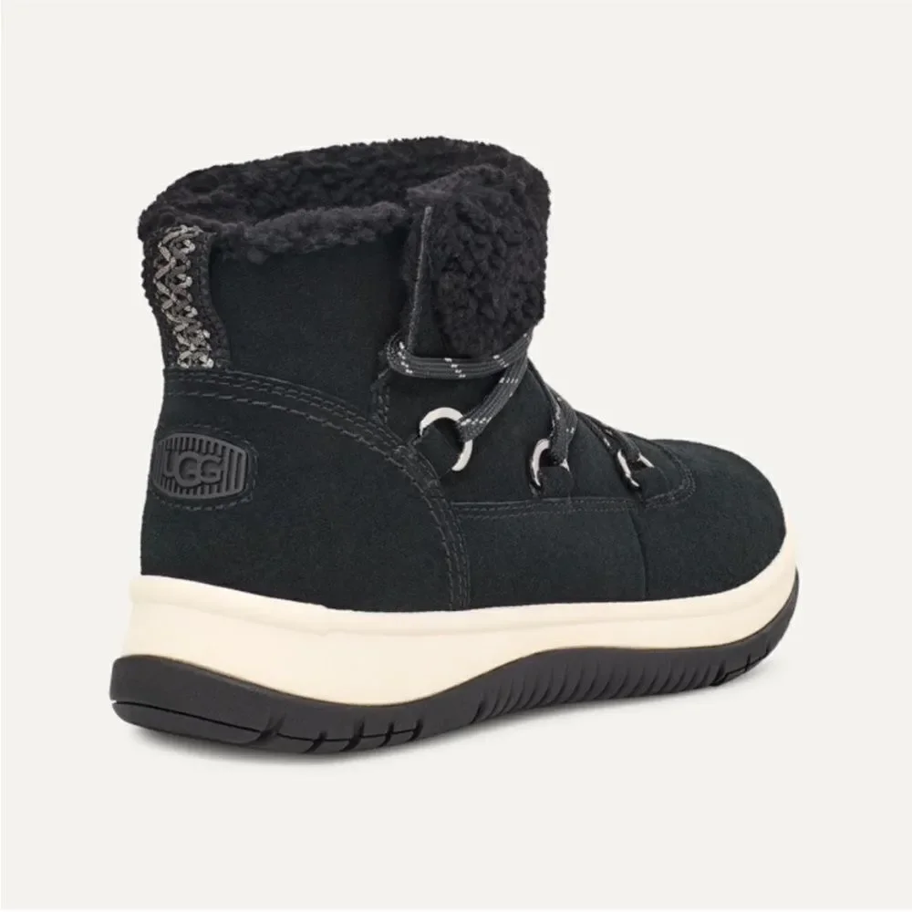 UGG Lakeside Heritage Lace Sneaker Boots Waterproof Suede Black 9